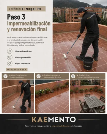 Terraza · Edificio El Nogal PH. Pieza visual KAEMENTO de impermeabilización