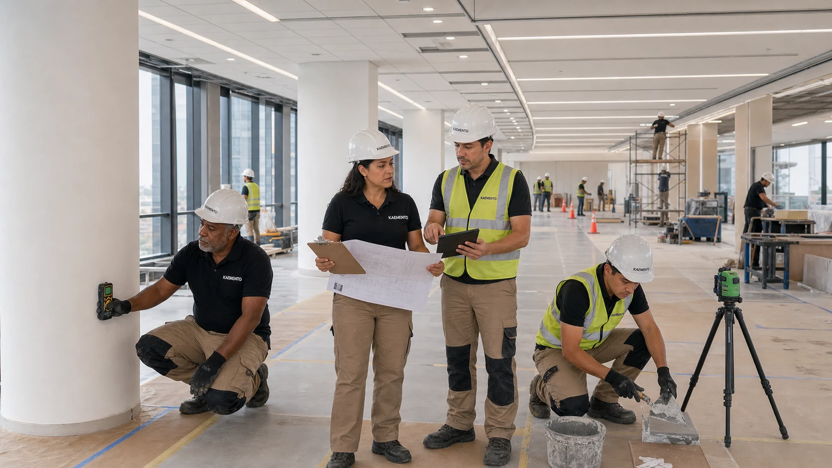 Equipo KAEMENTO realizando diagnóstico, planeación y reparación controlada en obra